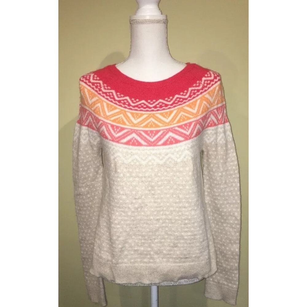 Gap Womens Rabbit Hair Sweater Tan Pink Orange
